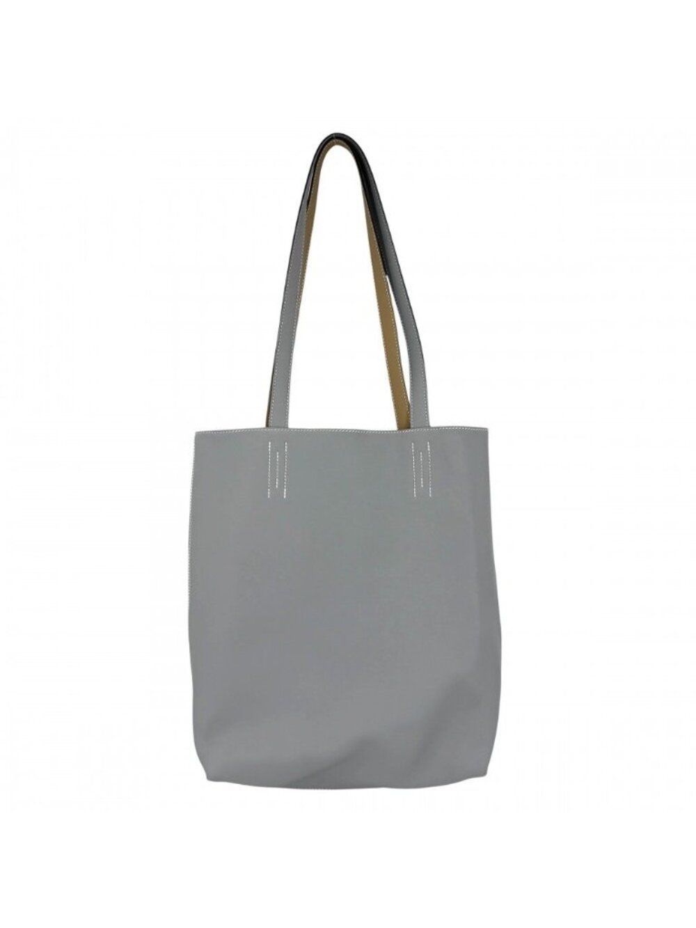 Hermes Big Tote Neo Double Sens 35 Reversible Handbag Shoulder Leather Gray